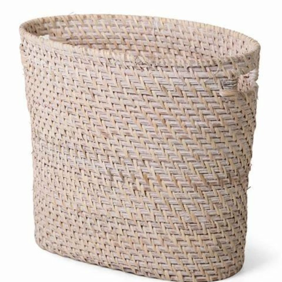 Storage * | Peter'S Rattan Magazine Basket White Wash 28X25X17Cm