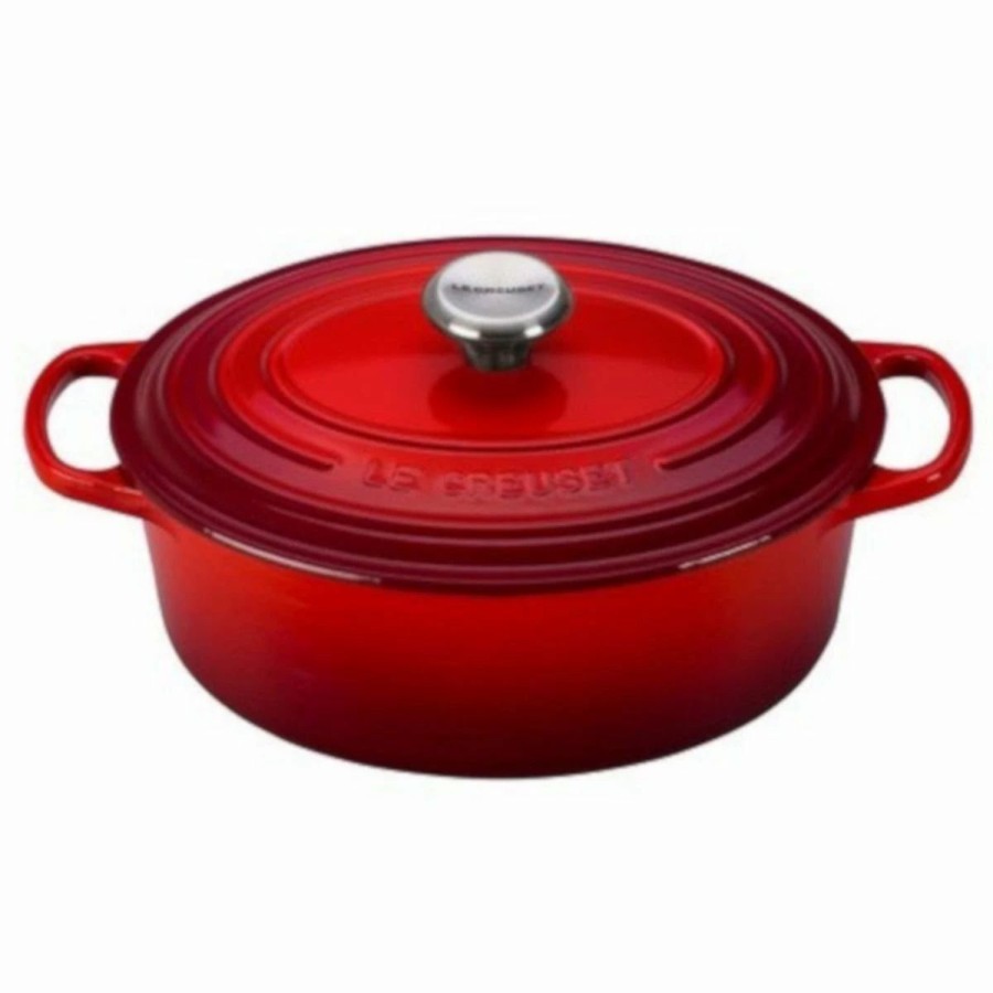 Dutch Ovens & Braisers * | Le Creuset 2.75 Qt. Oval Signature Dutch Oven With Stainless Steel Knob | Cerise/Cherry Red