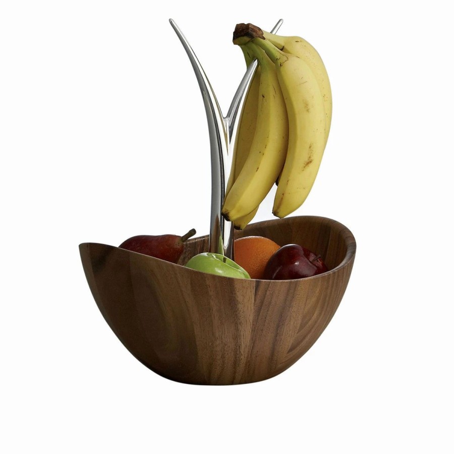 Bowls * | Nambe Mills, Inc. Nambe Metal And Wood 11 1/2 Gourmet Fruit Tree Bowl