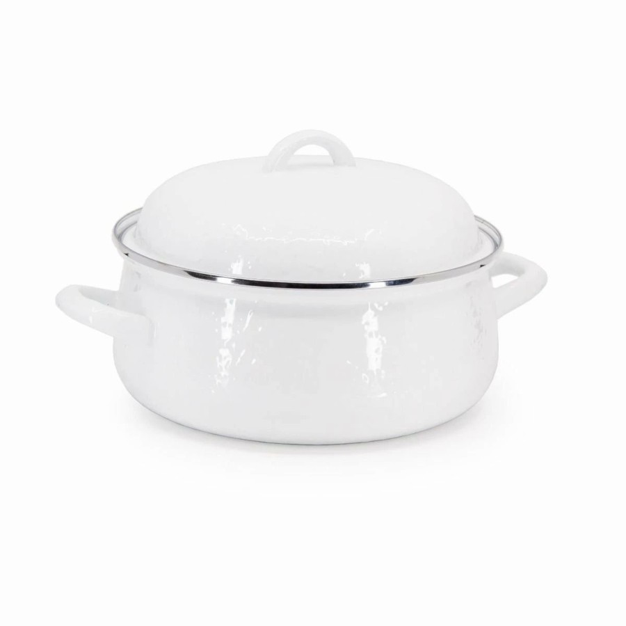 Dutch Ovens & Braisers * | Golden Rabbit Enamelware 4 Qt. Dutch Oven | White