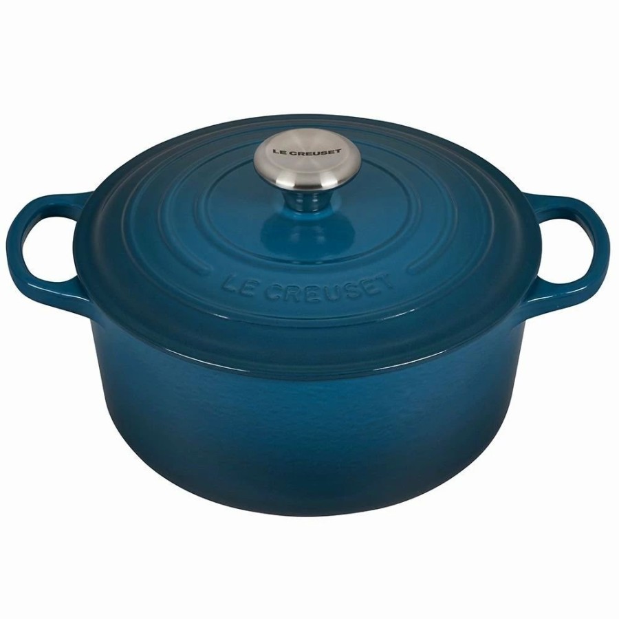 Dutch Ovens & Braisers * | Le Creuset 4.5 Qt. Round Signature Dutch Oven With Stainless Steel Knob | Deep Teal