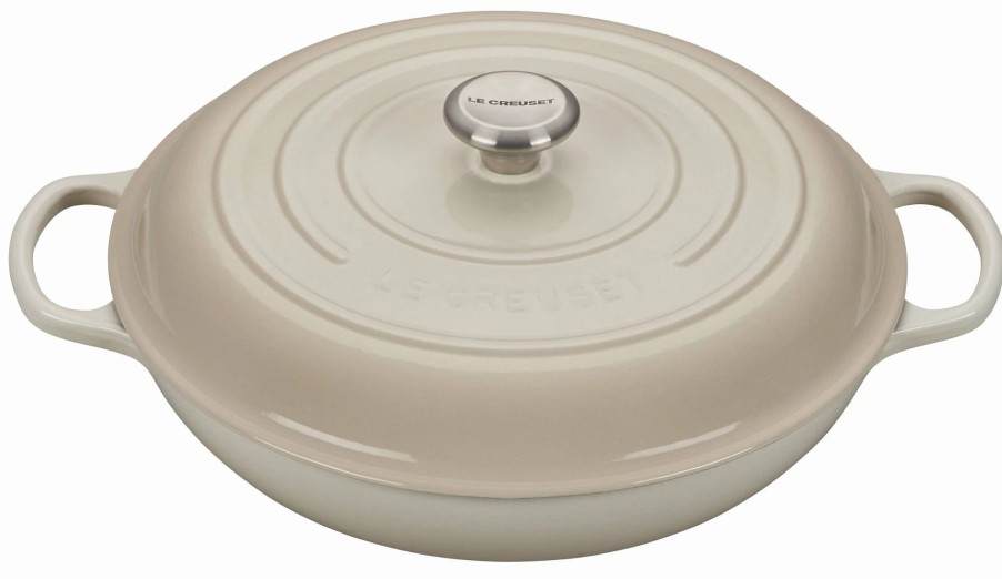 Dutch Ovens & Braisers * | Le Creuset 5 Qt. Signature Enameled Cast Iron Braiser With Stainless Steel Knob | Meringue White