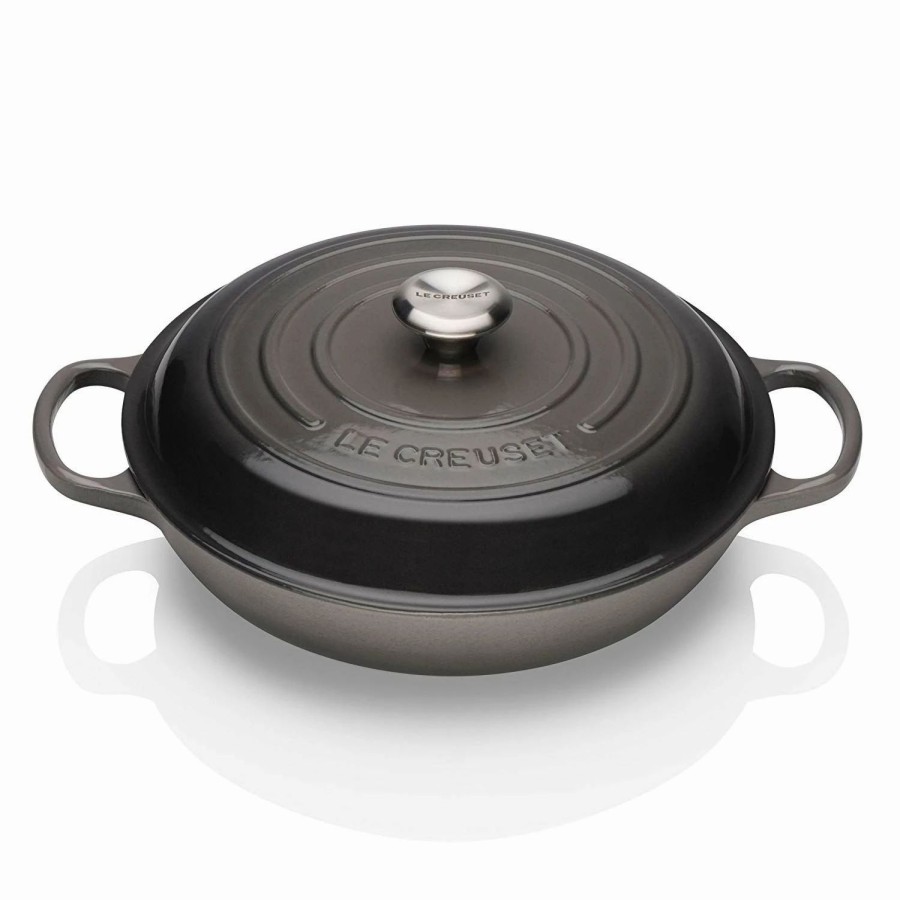 Dutch Ovens & Braisers * | Le Creuset 2.25 Qt. Signature Enameled Cast Iron Braiser With Stainless Steel Knob | Oyster Grey