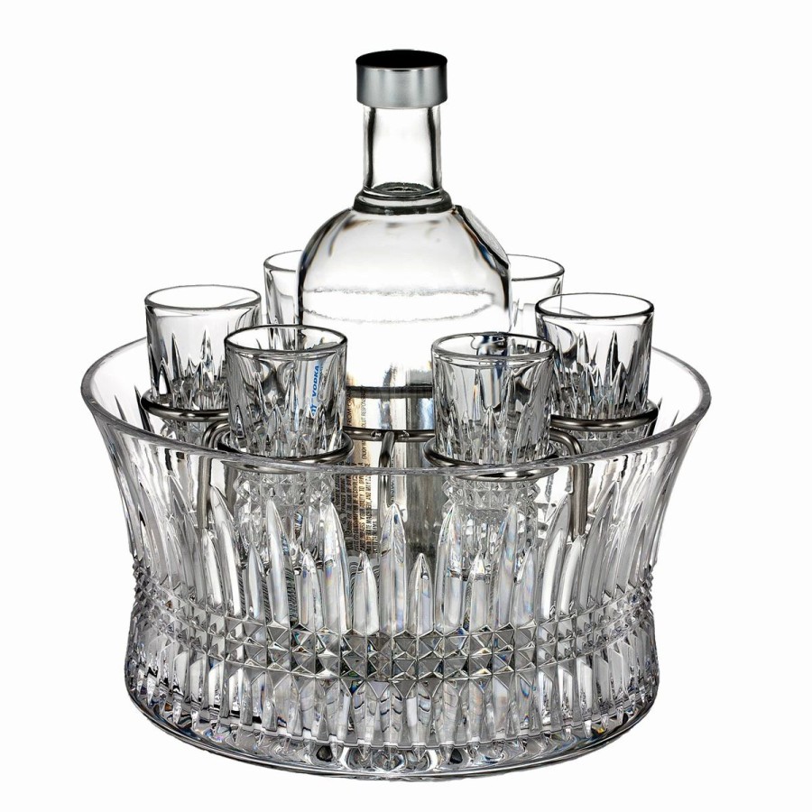 Bowls * | Waterford Crystal Waterford Lismore Diamond Vodka Set With 6 Shot Crystal Glasses And Chill Crystal Bowl