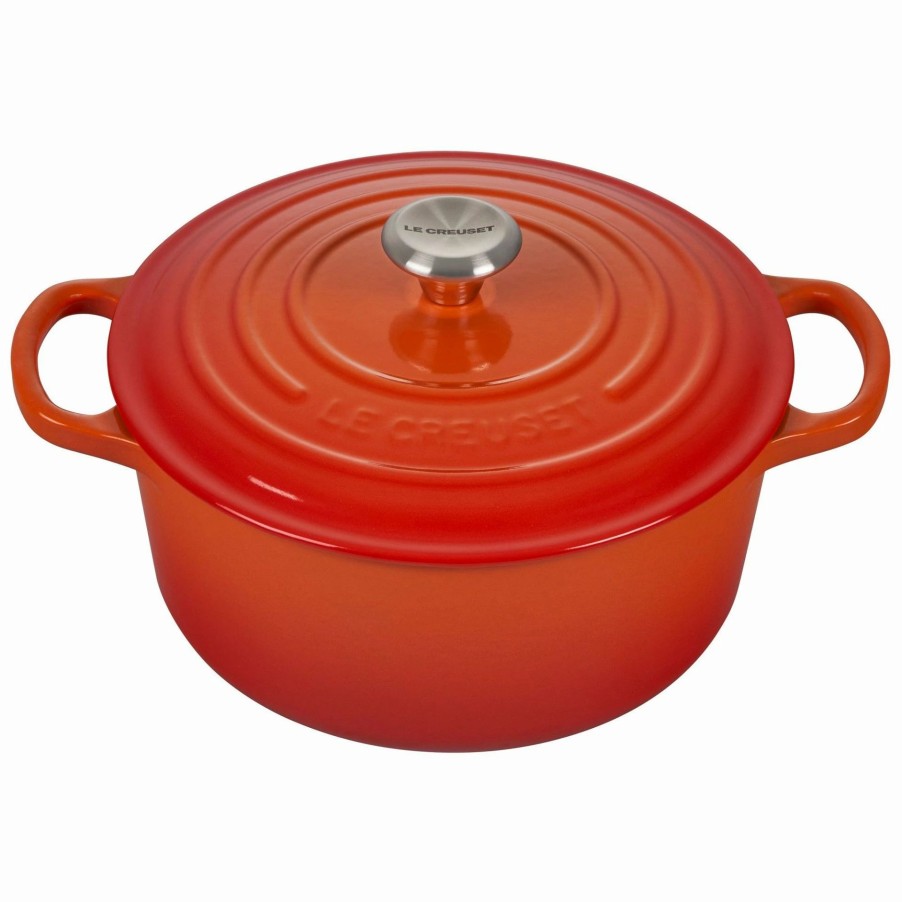 Dutch Ovens & Braisers * | Le Creuset 3.5 Qt. Round Signature Dutch Oven With Stainless Steel Knob | Flame Orange