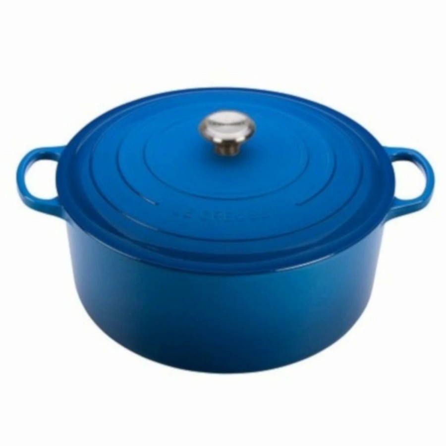 Dutch Ovens & Braisers * | Le Creuset 13.25 Qt. Round Signature Cast Iron Dutch Oven With Stainless Steel Knob | Marseille Blue