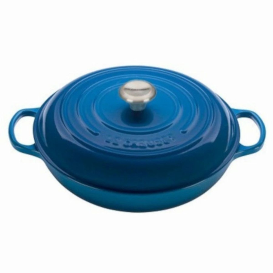 Dutch Ovens & Braisers * | Le Creuset 5 Qt. Signature Enameled Cast Iron Braiser With Stainless Steel Knob | Marseille Blue