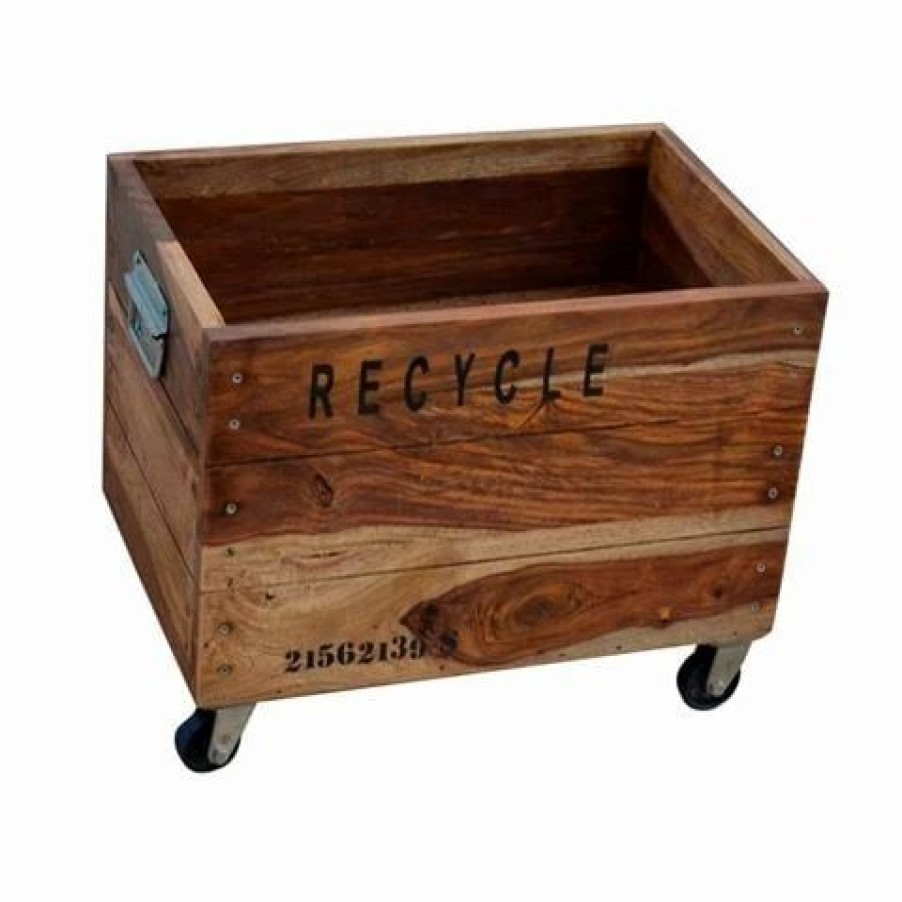 Storage * | Design Arc Furniture Design Arc Industrial Recycle Basket On Cast Iron Wheels