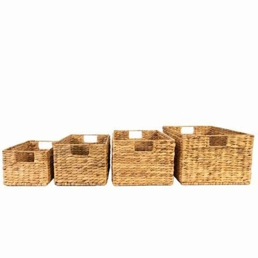 Storage * | Peter'S Hyacinth Rectangular Basket Natural Set 4Pce