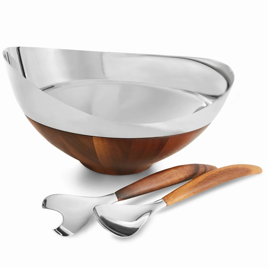 Bowls * | Nambe Mills, Inc. Nambe 13 Pulse Salad Bowl With Servers