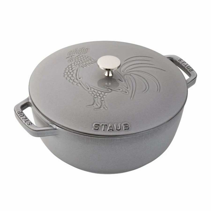 Dutch Ovens & Braisers * | Staub 3.75 Qt. Essential French Oven With Rooster Lid | Graphite Grey