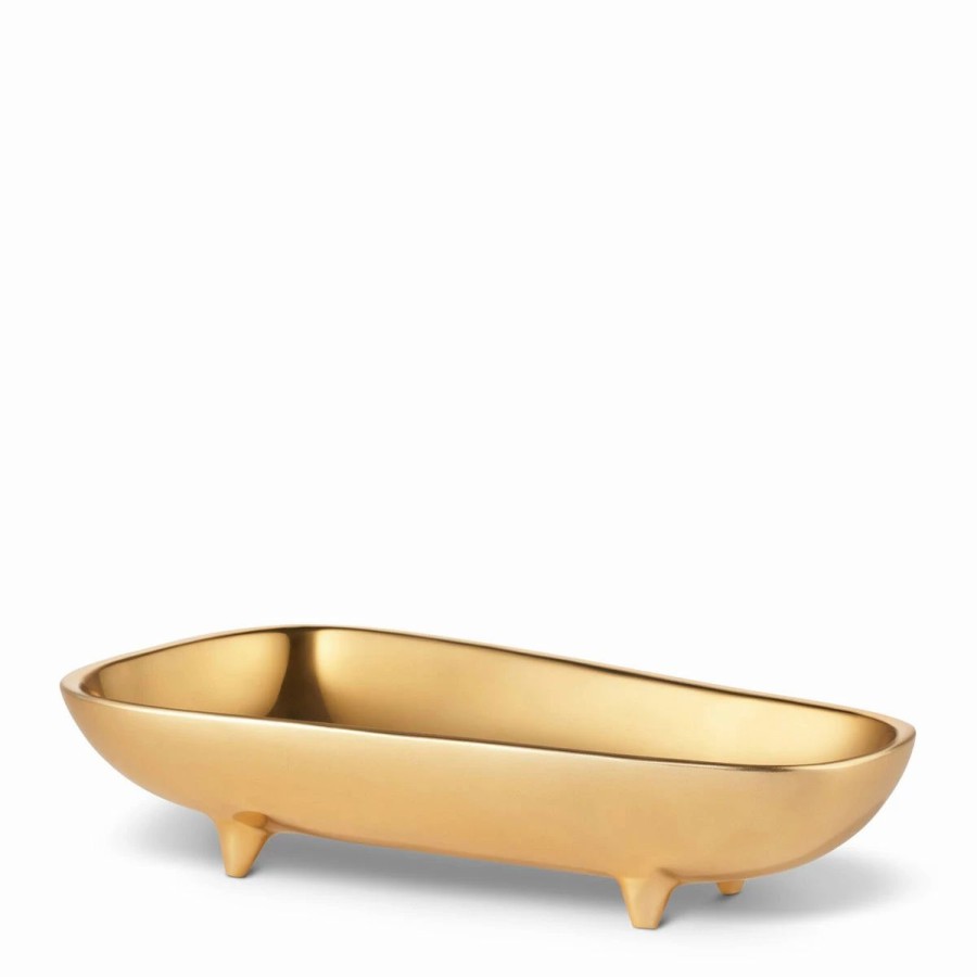 Bowls * | Aerin Valerio Footed Bowl, Large, Gold