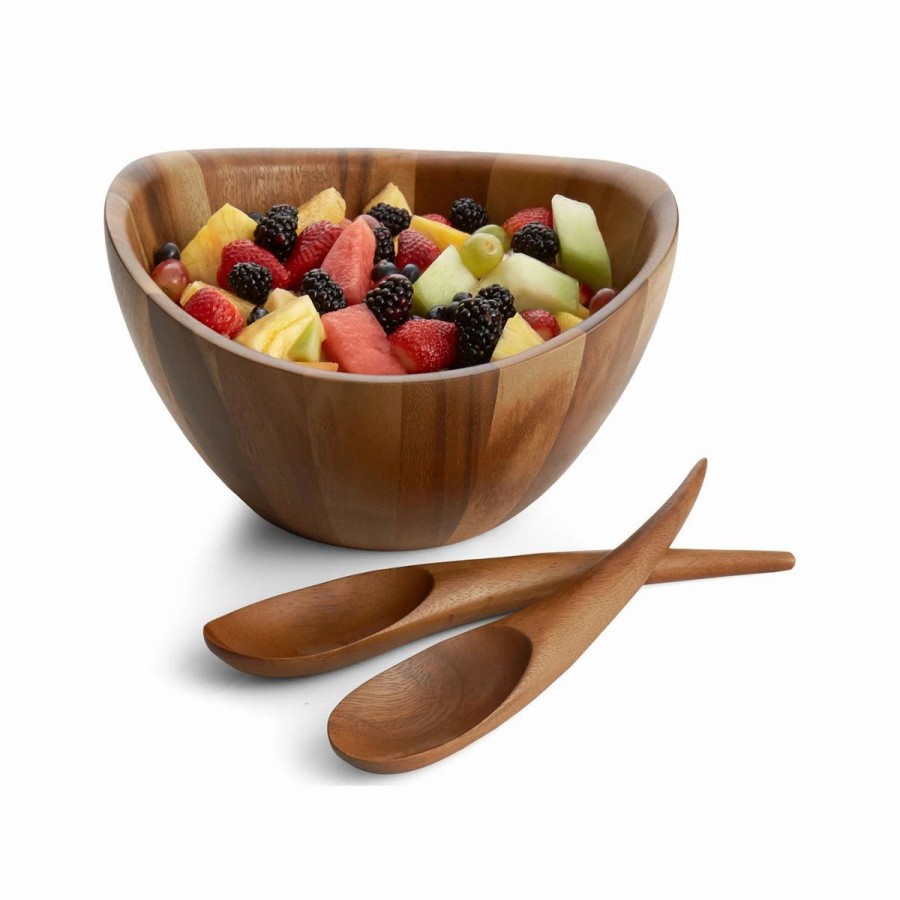 Bowls * | Nambe Mills, Inc. Nambe 11 1/2 Wood Gourmet Harmony 3 Piece Salad Bowl Set