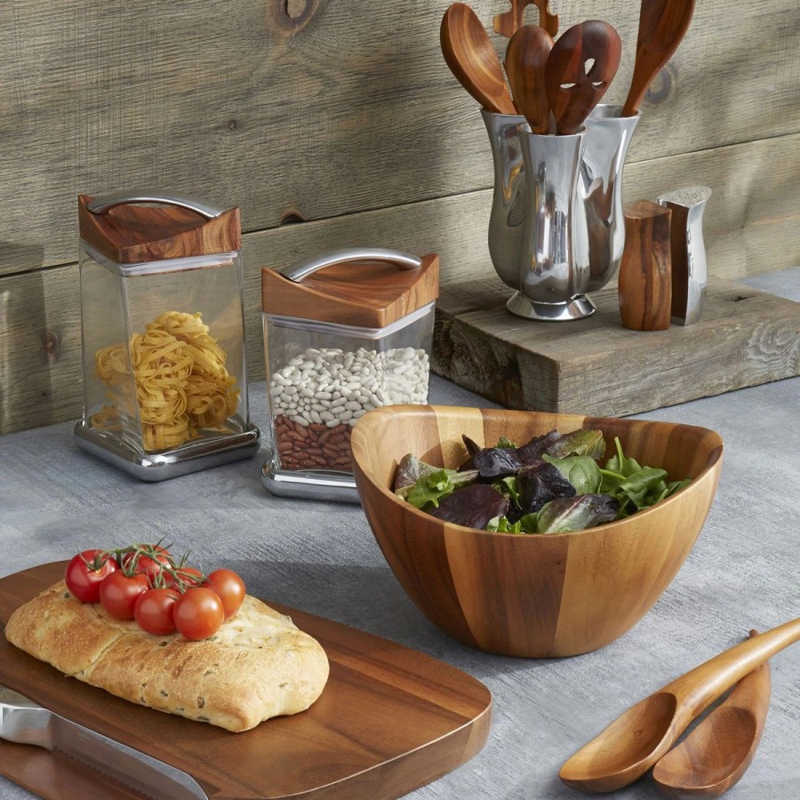 Bowls * | Nambe Mills, Inc. Nambe 11 1/2 Wood Gourmet Harmony 3 Piece Salad Bowl Set