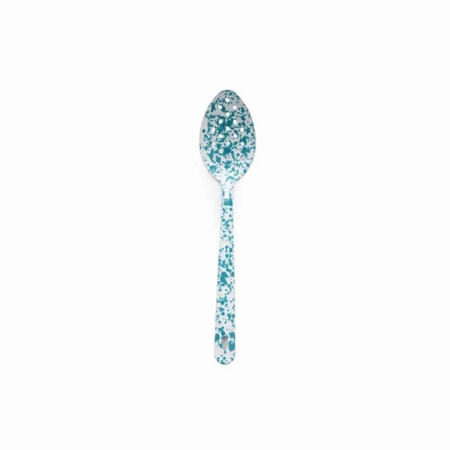 Flatware * | Crow Canyon Home Crow Canyon Enameled Slotted Spoon Turquoise Marble