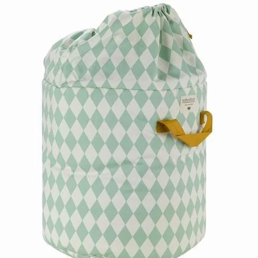 Storage * | Nobodinoz Baobab Toy Bag Small Diamonds Green