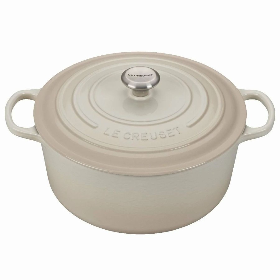 Dutch Ovens & Braisers * | Le Creuset 9 Qt. Round Signature Dutch Oven With Stainless Steel Knob | Meringue White