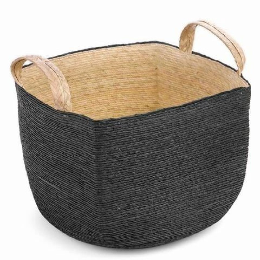 Storage * | Linen & Moore Cruz Square Floor Basket Noir