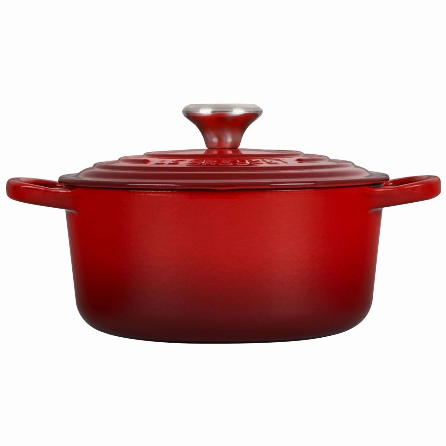 Dutch Ovens & Braisers * | Le Creuset 2 Qt. Round Signature Cast Iron Dutch Oven With Stainless Steel Knob | Cerise/Cherry Red