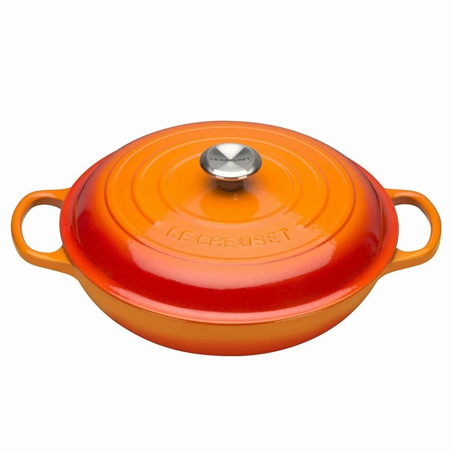 Dutch Ovens & Braisers * | Le Creuset 2.25 Qt. Signature Enameled Cast Iron Braiser With Stainless Steel Knob | Flame Orange