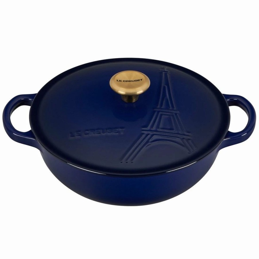 Dutch Ovens & Braisers * | Le Creuset 2.5Qt Signature Cocotte Eiffel Tower Collection | Indigo Blue