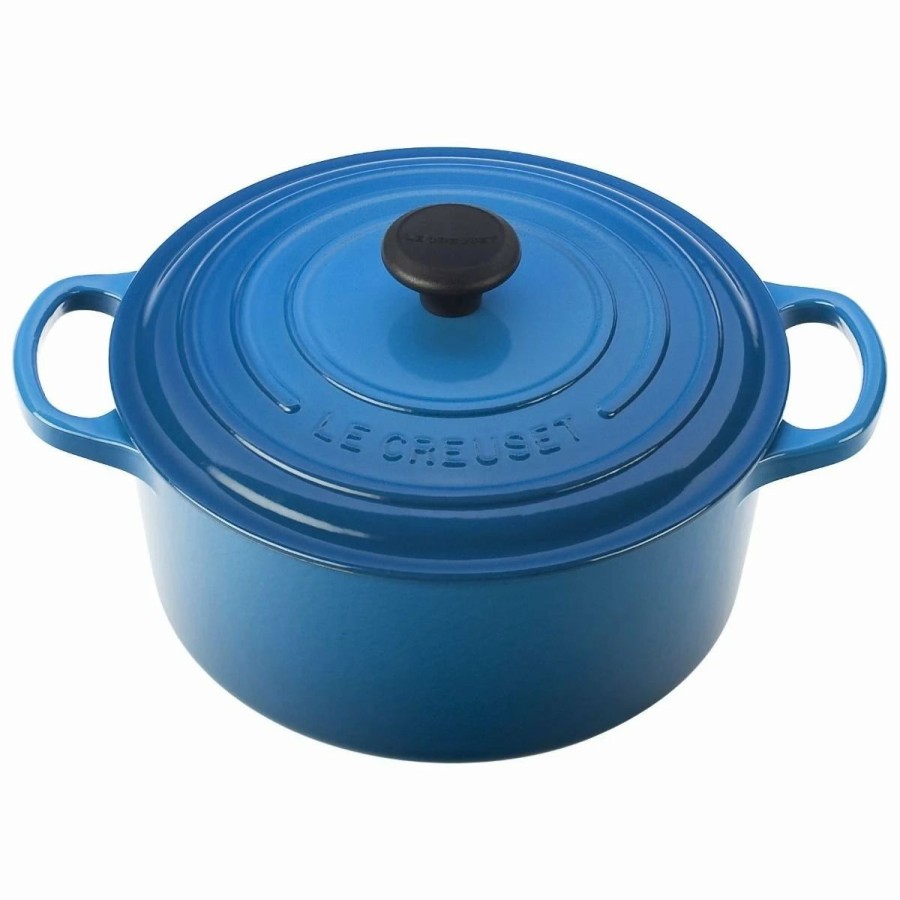 Dutch Ovens & Braisers * | Le Creuset 4.5 Qt. Round Signature Cast Iron Dutch Oven | Marseille Blue