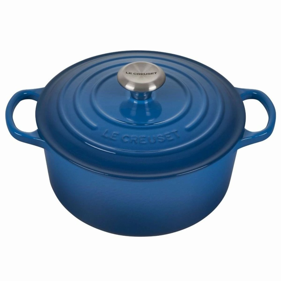 Dutch Ovens & Braisers * | Le Creuset 4.5 Qt. Round Signature Dutch Oven With Stainless Steel Knob | Marseille Blue