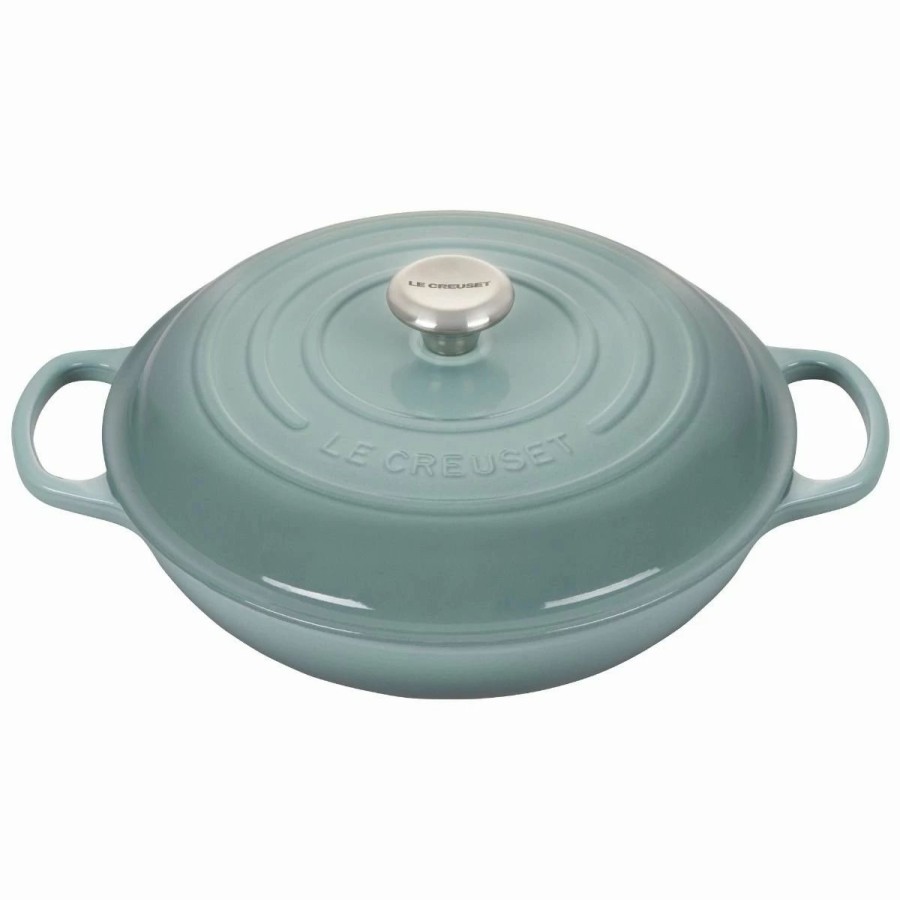 Dutch Ovens & Braisers * | Le Creuset 3.5 Qt. Signature Enameled Cast Iron Braiser With Stainless Steel Knob | Sea Salt