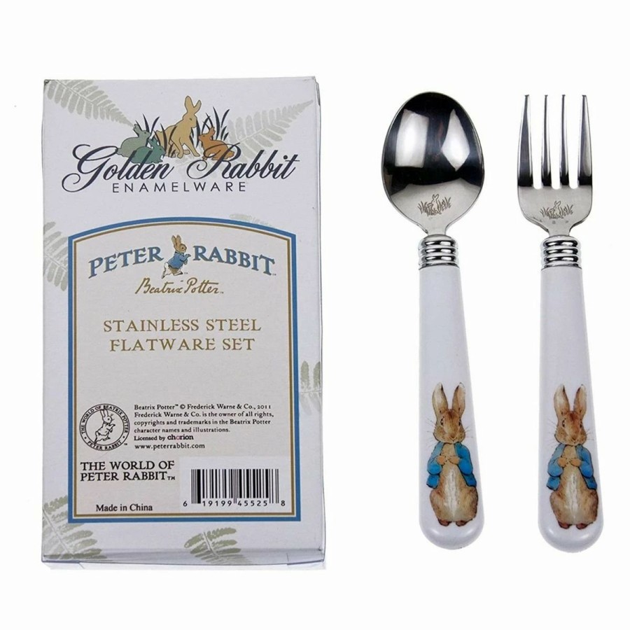 Flatware * | Golden Rabbit Enamelware 2-Piece Stainless Steel Baby Flatware Set | Peter Rabbit