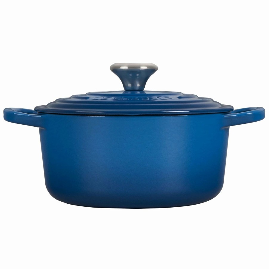 Dutch Ovens & Braisers * | Le Creuset 2 Qt. Round Signature Cast Iron Dutch Oven With Stainless Steel Knob | Marseille Blue