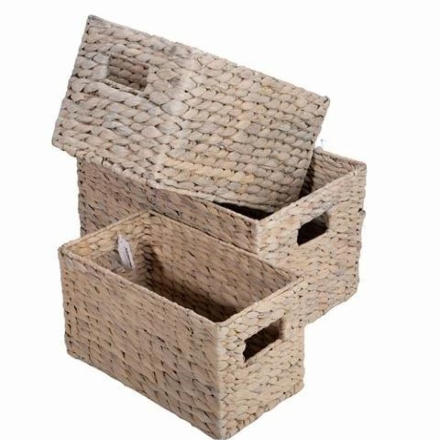 Storage * | Peter'S Hyacinth Rectangular Basket Natural Set 3Pce