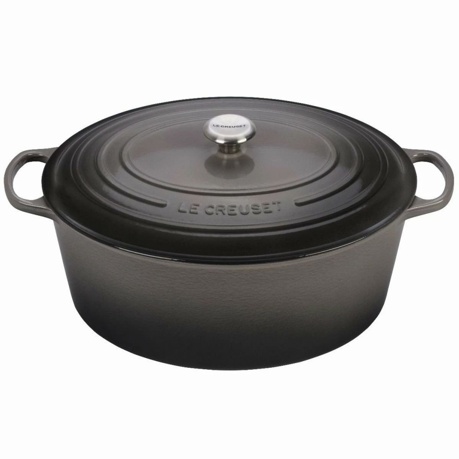 Dutch Ovens & Braisers * | Le Creuset 15.5 Qt. Oval Signature Dutch Oven With Stainless Steel Knob | Oyster Grey