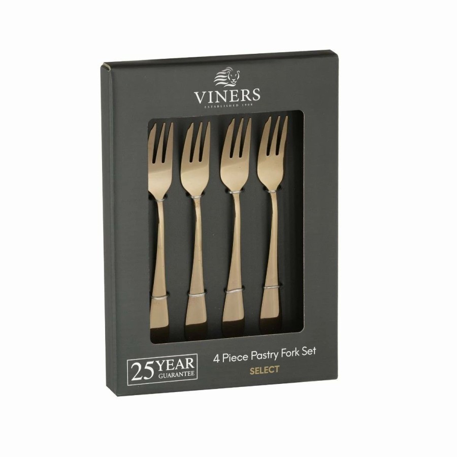 Flatware * | Viners Select 4-Piece Pastry Fork Set | Copper