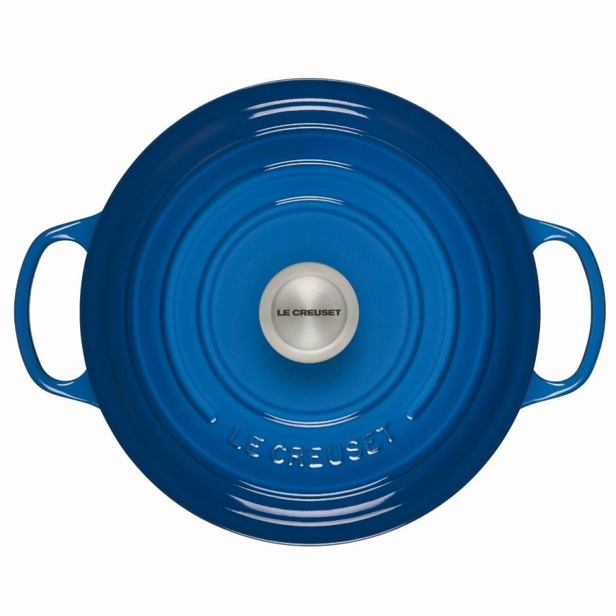 Dutch Ovens & Braisers * | Le Creuset 5.5 Qt. Round Signature Cast Iron Dutch Oven With Stainless Steel Knob | Marseille Blue