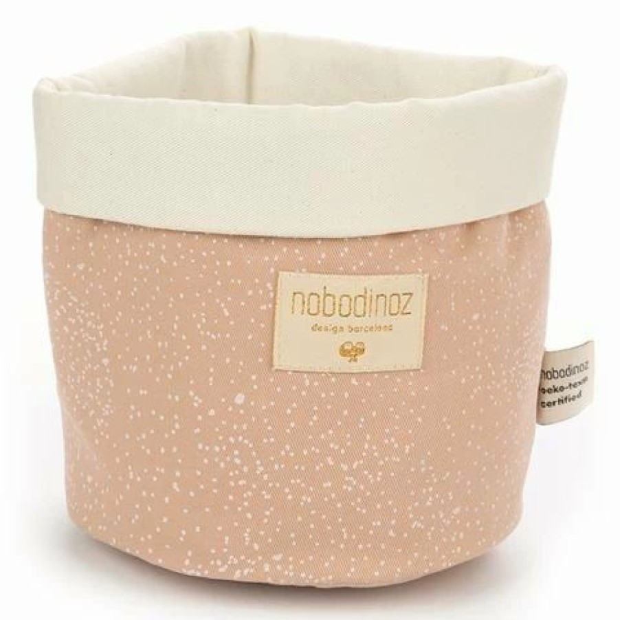 Storage * | Nobodinoz Panda Basket Small White Bubble/Misty Pink