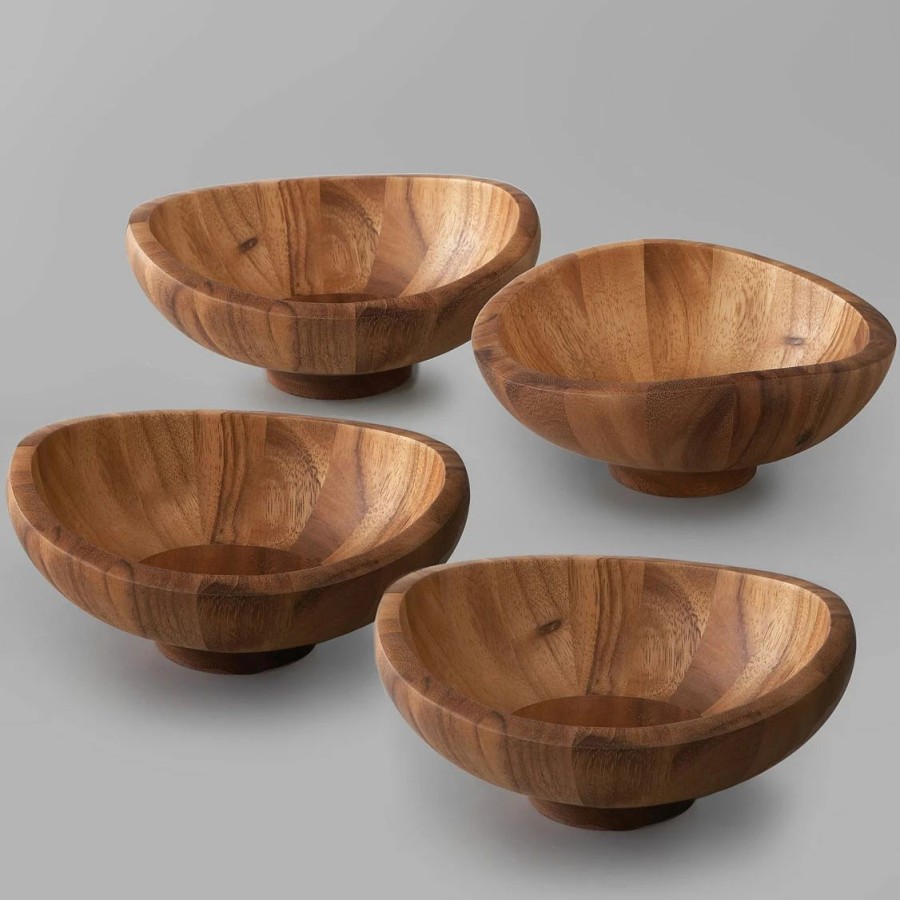 Bowls * | Nambe Mills, Inc. Nambe Metal And Wood 4 Qt Butterfly Salad Bowl With Servers Set