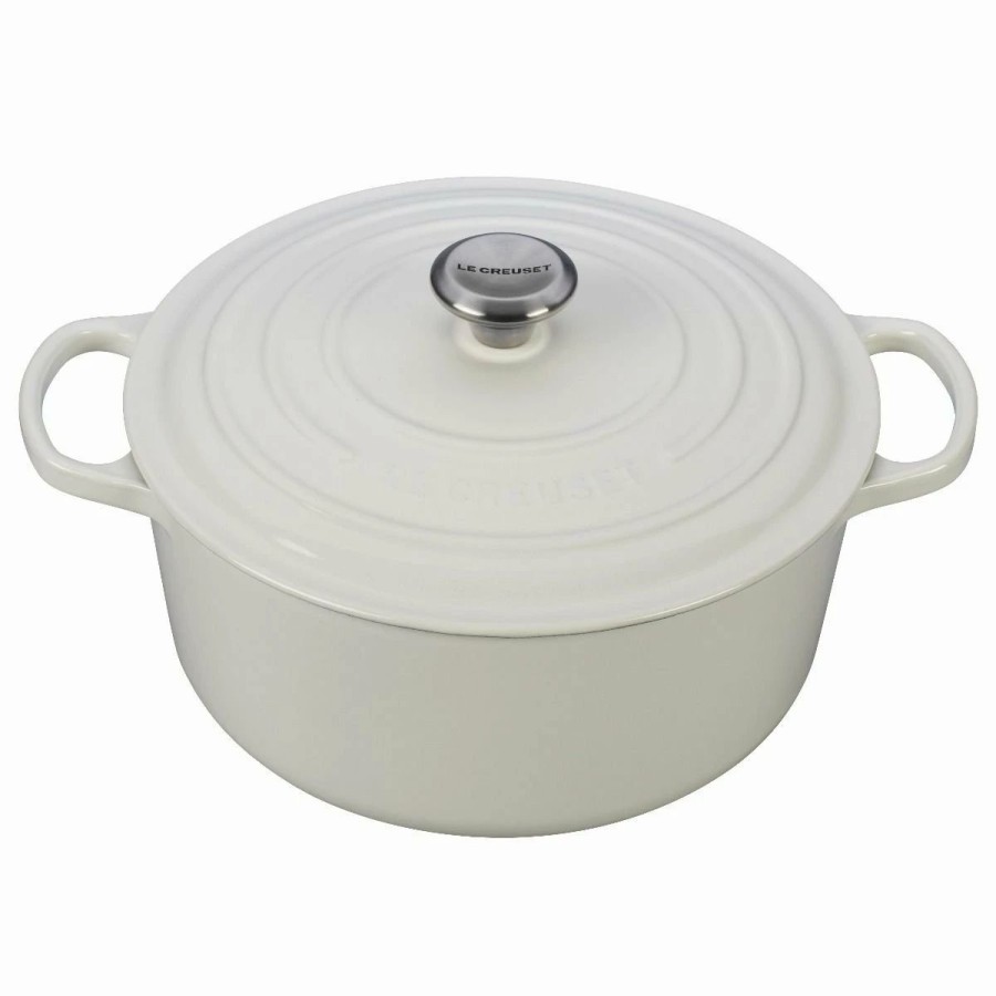 Dutch Ovens & Braisers * | Le Creuset 7.25 Qt. Round Signature Dutch Oven With Stainless Steel Knob | White