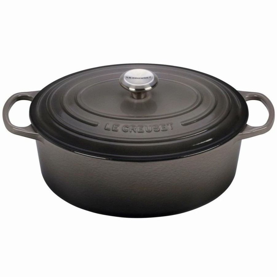 Dutch Ovens & Braisers * | Le Creuset 6.75 Qt. Oval Signature Dutch Oven With Stainless Steel Knob | Oyster Grey