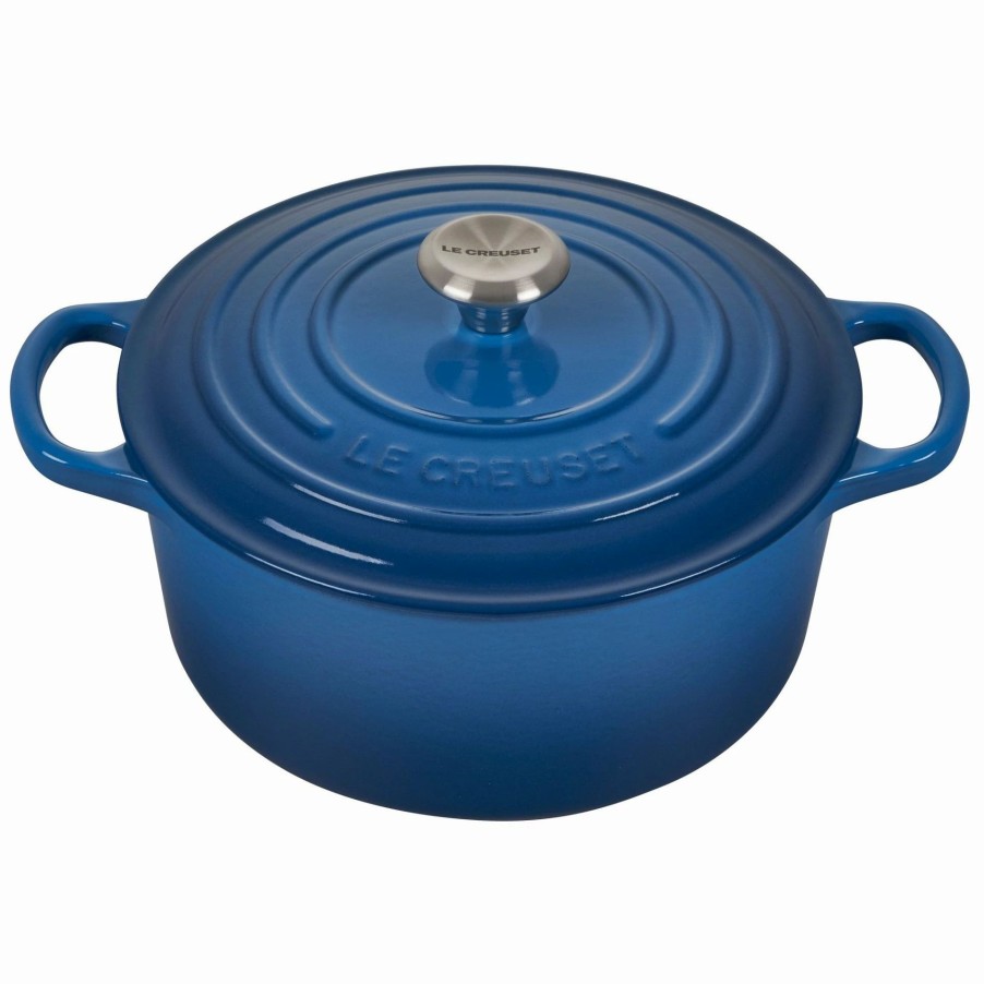 Dutch Ovens & Braisers * | Le Creuset 3.5 Qt. Round Signature Dutch Oven With Stainless Steel Knob | Marseille Blue