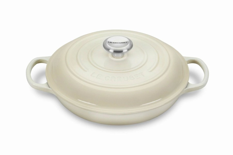 Dutch Ovens & Braisers * | Le Creuset 2.25 Qt. Signature Enameled Cast Iron Braiser With Stainless Steel Knob | Meringue White