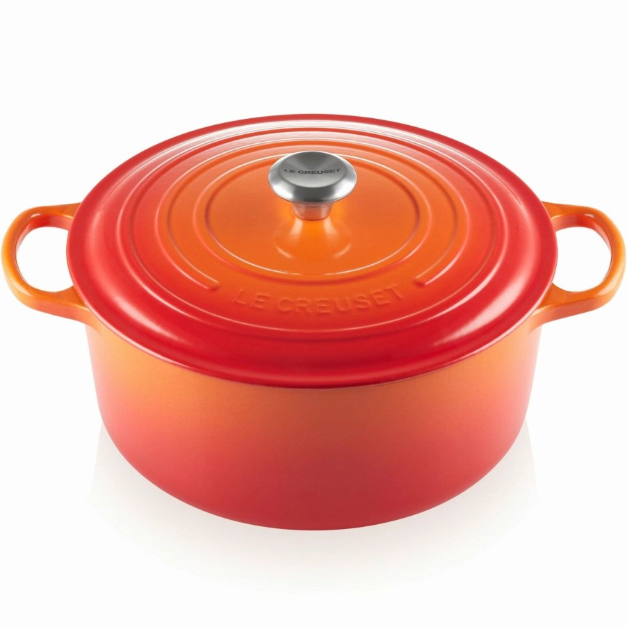 Dutch Ovens & Braisers * | Le Creuset 9 Qt. Round Signature Dutch Oven With Stainless Steel Knob | Flame Orange