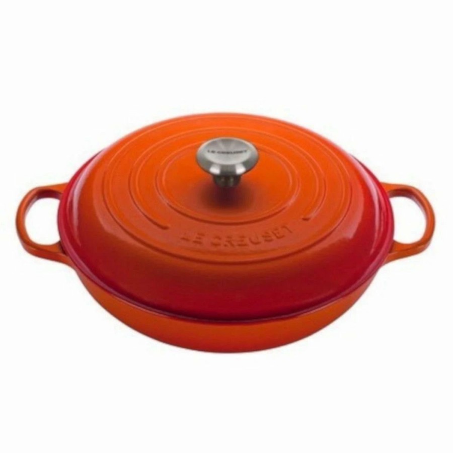 Dutch Ovens & Braisers * | Le Creuset 5 Qt. Signature Enameled Cast Iron Braiser With Stainless Steel Knob | Flame Orange