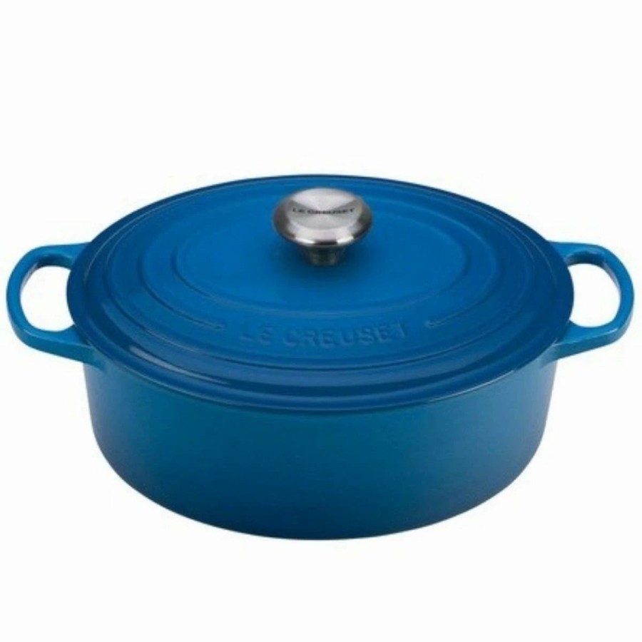 Dutch Ovens & Braisers * | Le Creuset 5 Qt. Oval Signature Dutch Oven With Stainless Steel Knob | Marseille Blue