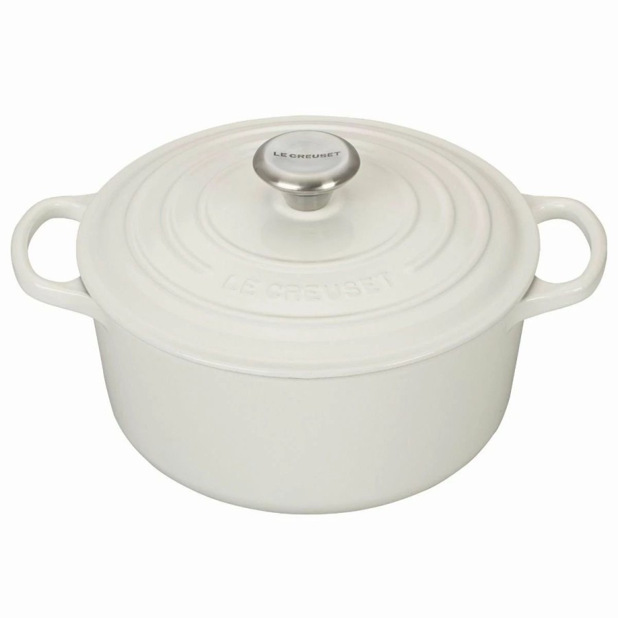 Dutch Ovens & Braisers * | Le Creuset 4.5 Qt. Round Signature Dutch Oven With Stainless Steel Knob | White