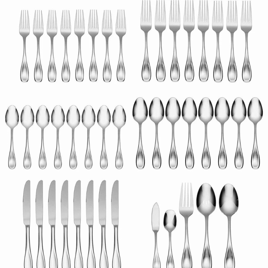 Flatware * | Oneida Brushed Satin 18/0 Stainless Steel 45-Piece Flatware Set | Voss