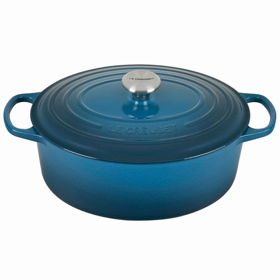 Dutch Ovens & Braisers * | Le Creuset 6.75 Qt. Oval Signature Dutch Oven With Stainless Steel Knob | Deep Teal