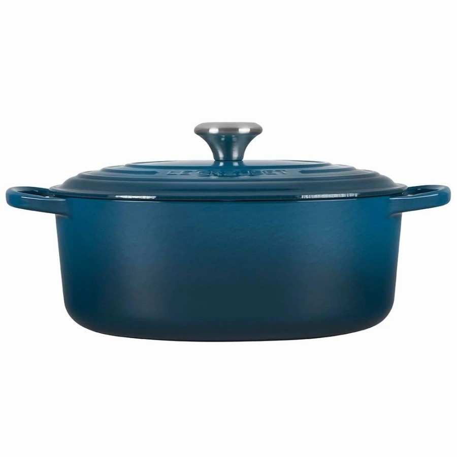 Dutch Ovens & Braisers * | Le Creuset 6.75 Qt. Oval Signature Dutch Oven With Stainless Steel Knob | Deep Teal