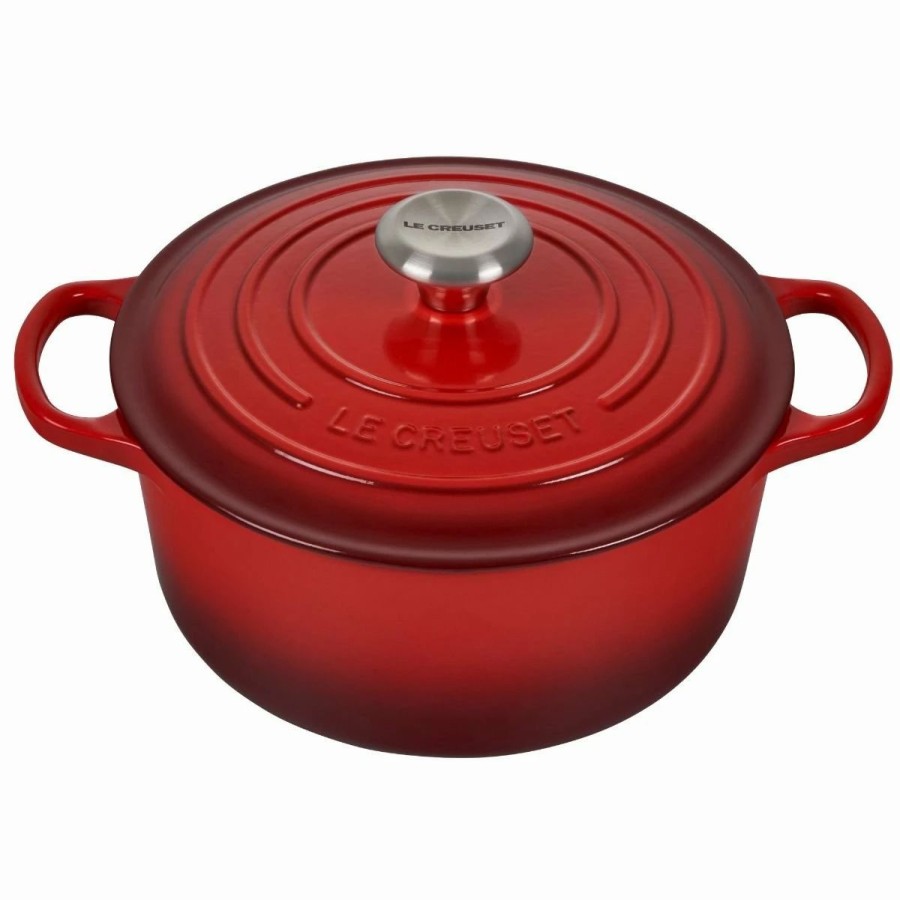 Dutch Ovens & Braisers * | Le Creuset 4.5 Qt. Round Signature Dutch Oven With Stainless Steel Knob | Cerise/Cherry Red