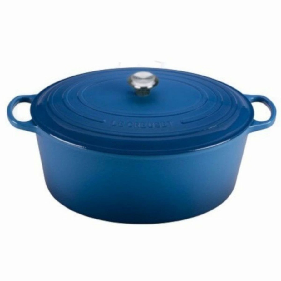 Dutch Ovens & Braisers * | Le Creuset 15.5 Qt. Oval Signature Dutch Oven With Stainless Steel Knob | Marseille Blue