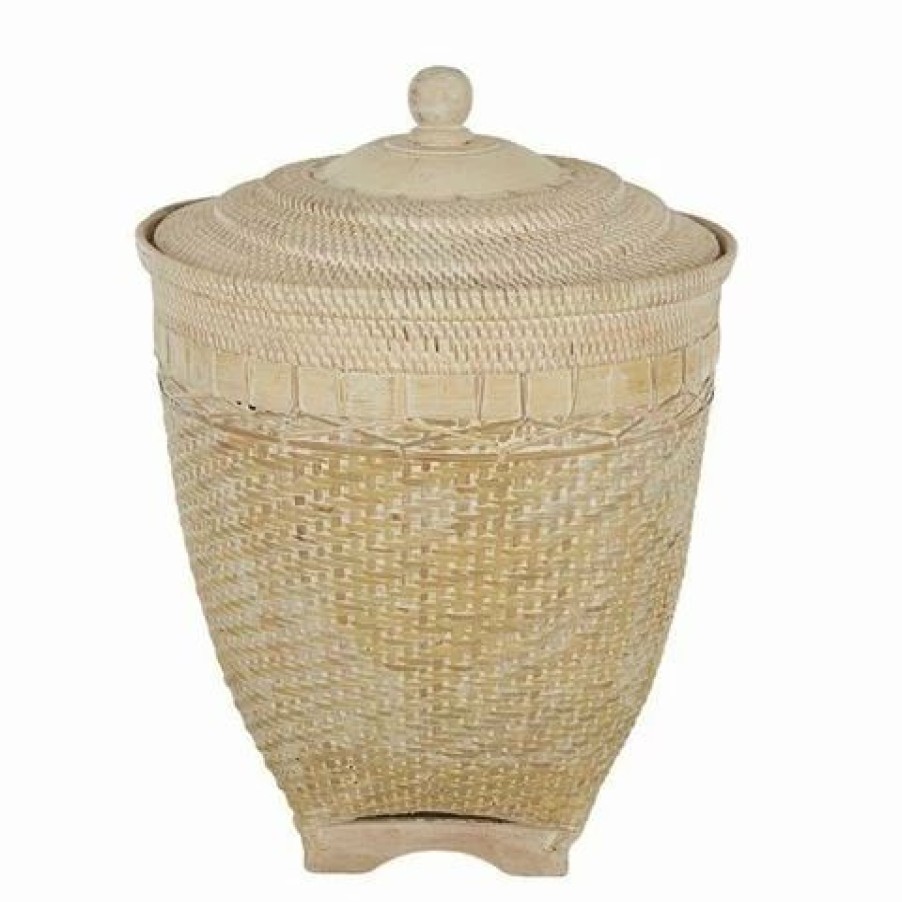 Storage * | Coastal Home Olam Bamboo Basket W Lid 43X57Cm